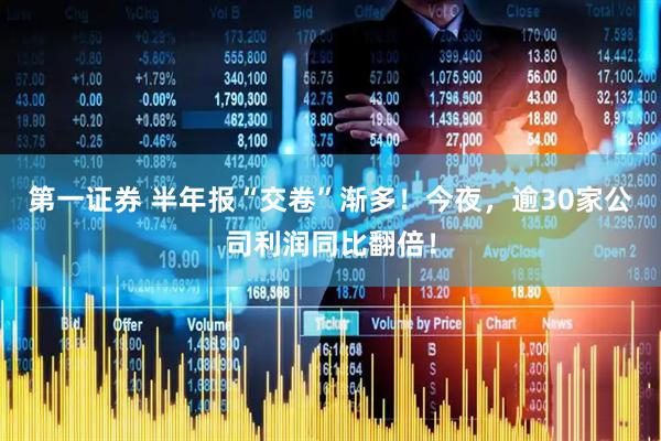 第一证券 半年报“交卷”渐多！今夜，逾30家公司利润同比翻倍！